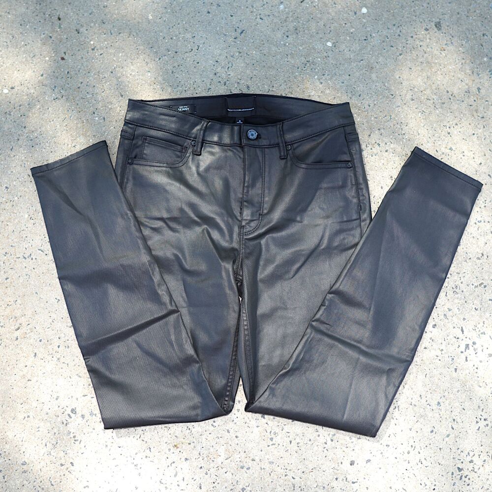 White House Black Market Faux Leather Coated Skinny Jeans High Rise 8 Grunge